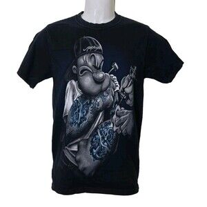 Popeye T Shirt Adult Small Vintage 90s Gangster Thug Airbrush Tattoo Cartoon